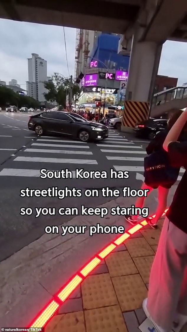 South Korea has street lights on the floor in Seoul to help ‘smombies’ cross the road safely
