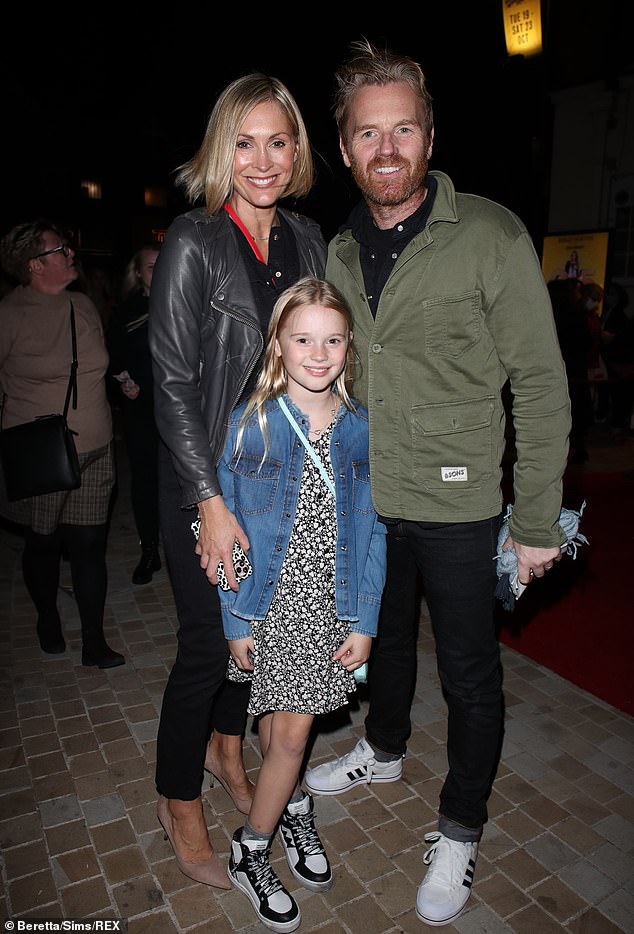 Jenni Falconer attends press night of 9 To 5 The Musical with husband James and their daughter Ella