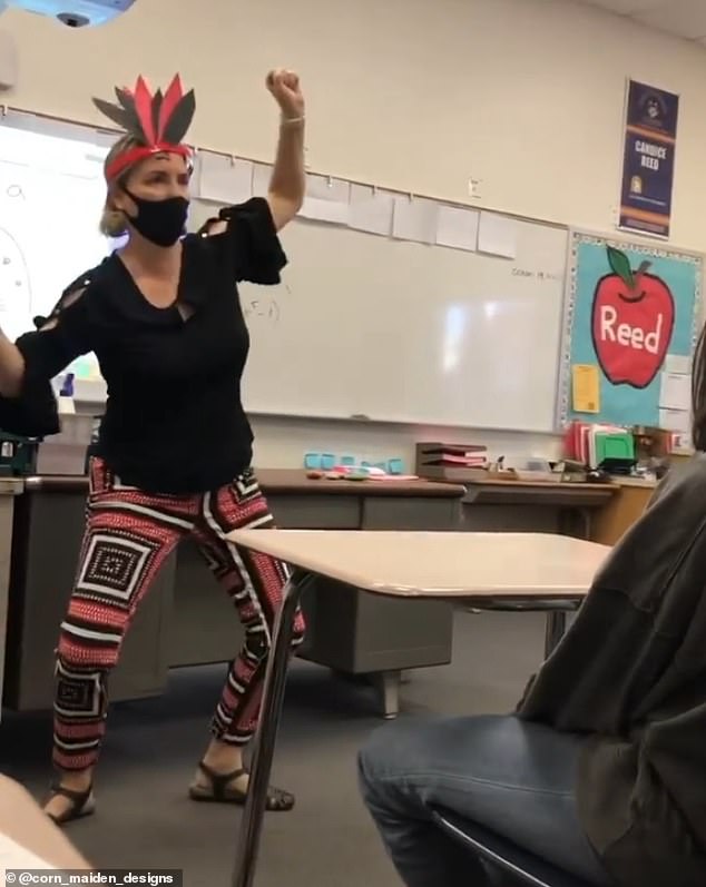Math teacher is slammed for wearing feather headdress and performing Native American dance