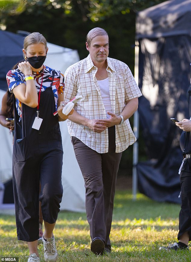 David Harbour undergoes transformation with comb over hairstyle as he films We Have A Ghost