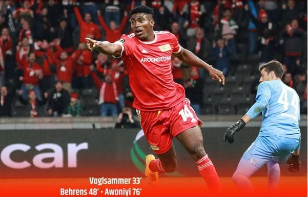 Super Eagles striker Taiwo Awoniyi scores for Union Berlin in Europa League