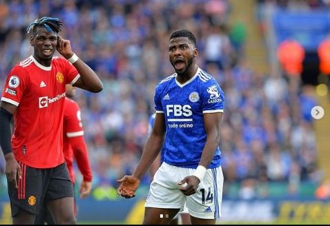 Kelechi Iheanacho reacts after Leicester City beat Manchester United 2