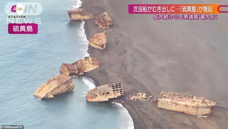 Japanese ghost ships sunk during World War II are spotted as seismic activity raise them
