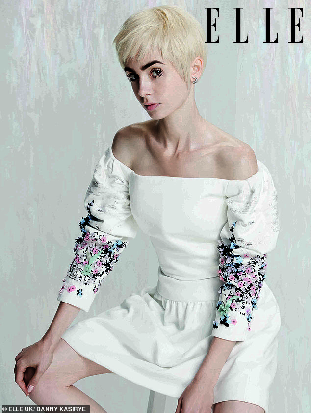 Lily Collins looks edgy in blonde wig and mini dress for 60s-inspired Elle shoot