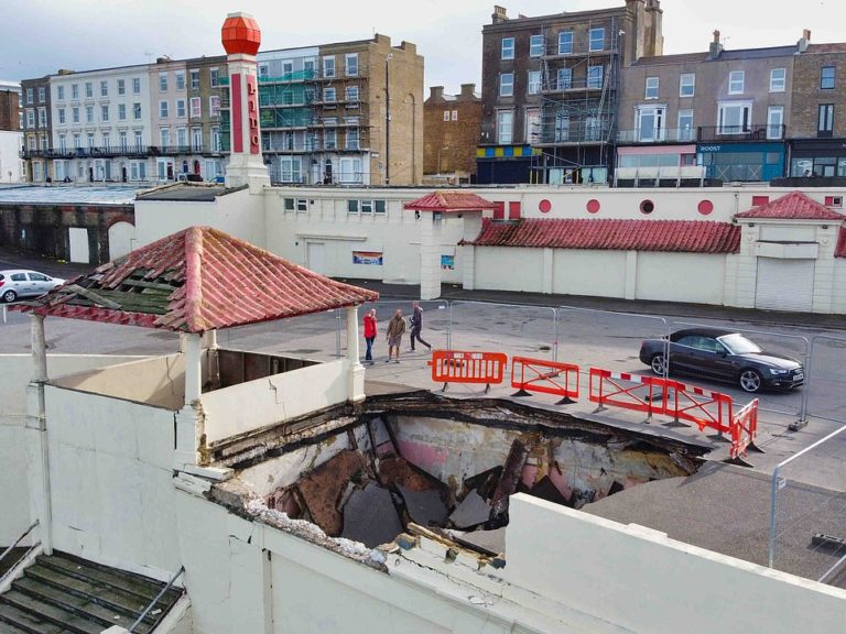 Part of Margate’s historic seafront Lido has COLLAPSED