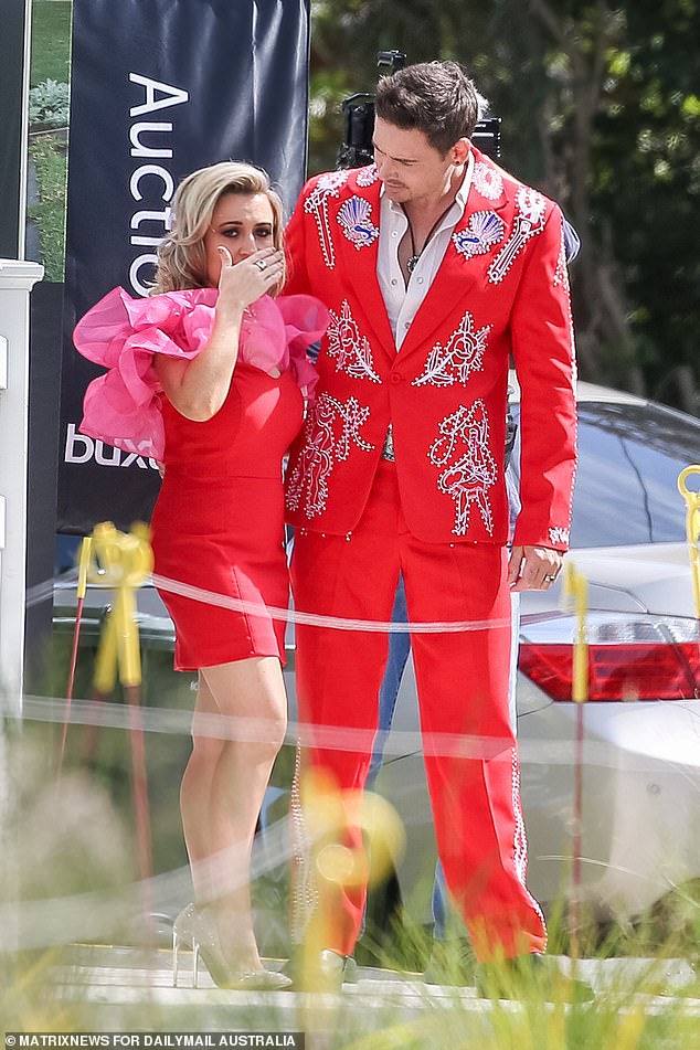 The Block’s Kirsty is overcome with emotion on auction day as she and Jesse wear flamboyant outfits