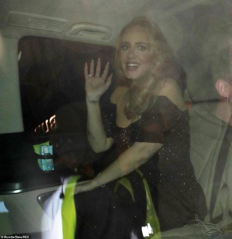 Adele looks glamorous in black dress leaving London Palladium with Rich Paul