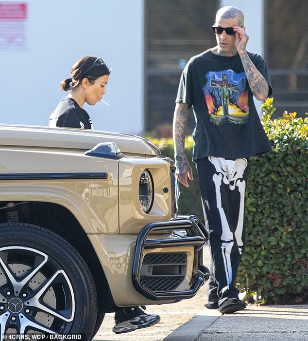 Kourtney Kardashian and son Reign pay Travis Barker a visit at his music studio in Los Angeles