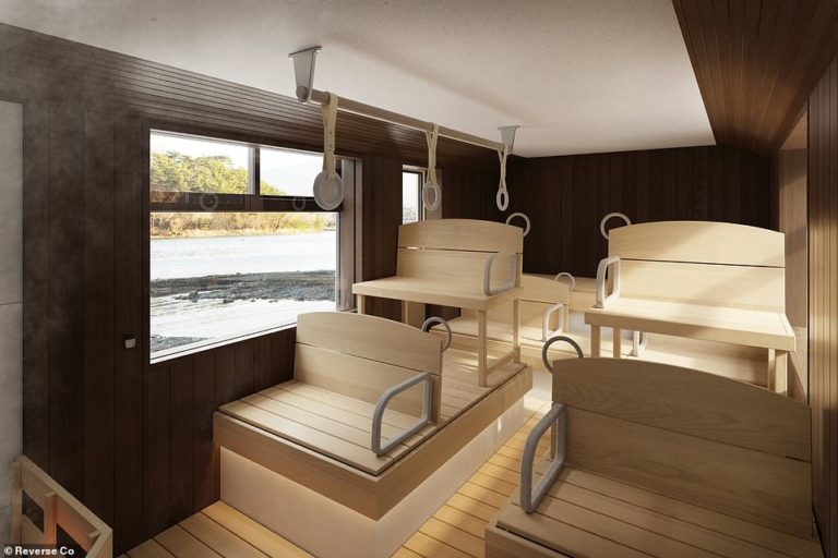 Pictured: Sabus, the bus in Japan that’s being transformed into an amazing wood-burning mobile sauna