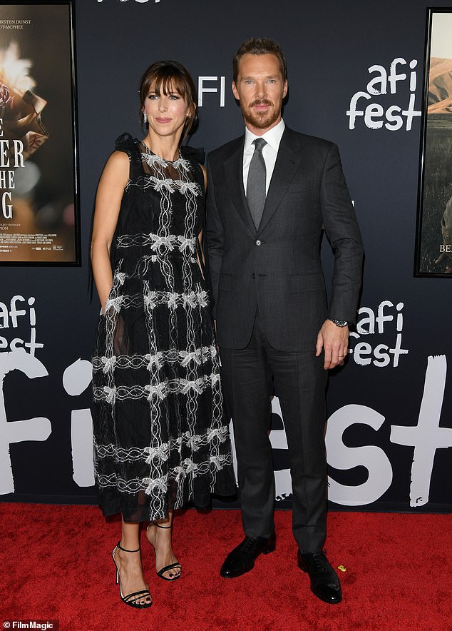 Benedict Cumberbatch at the premiere for Netflix film Power of the Dog with wife Sophie Hunter