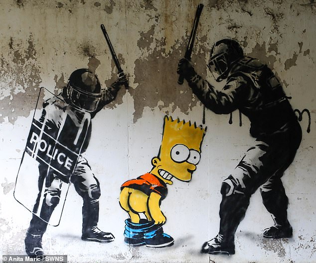 Terminally ill uni lecturer arrested for mooning speed camera inspires ‘Banksy’ Bart Simpson mural 