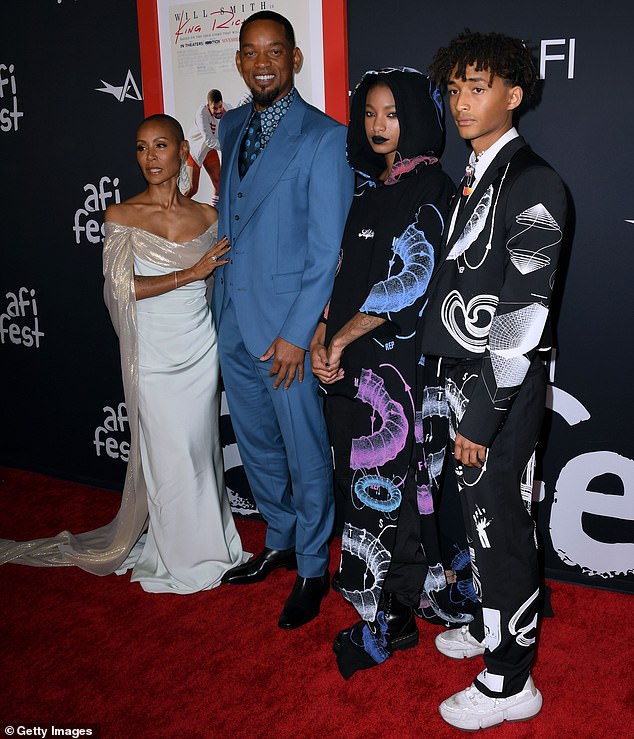 Will Smith is joined by Jada Pinkett and children Jaden and Willow at screening of King Richard