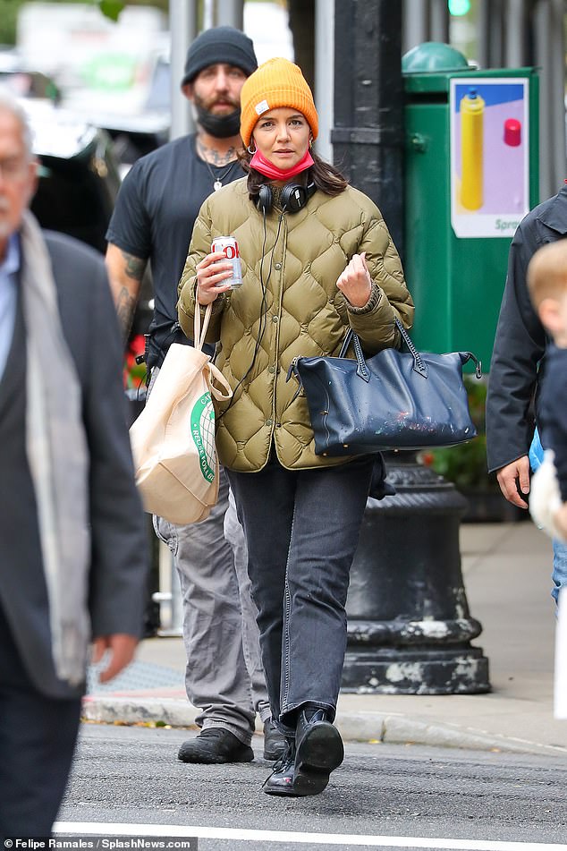 Katie Holmes layers up while shopping in New York taking a break from filming Rare Objects