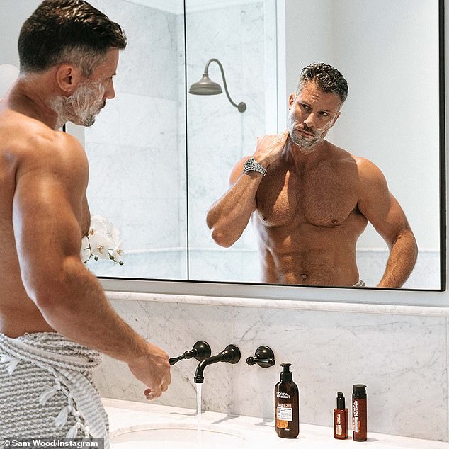 The Bachelor’s Sam Wood shows off his muscular physique as he strips down to promote skincare range