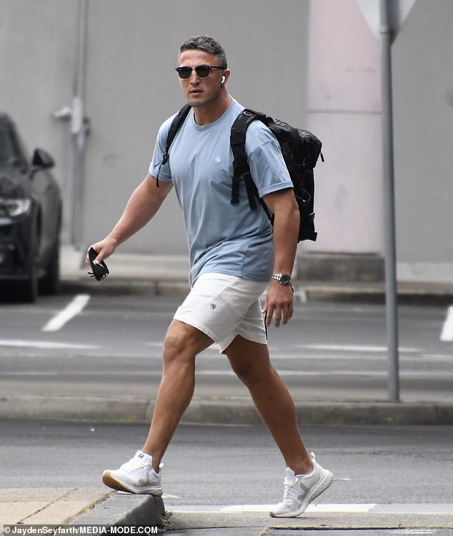 Sam Burgess cuts a casual figure as he jets into Sydney after globe-trotting with Russell Crowe