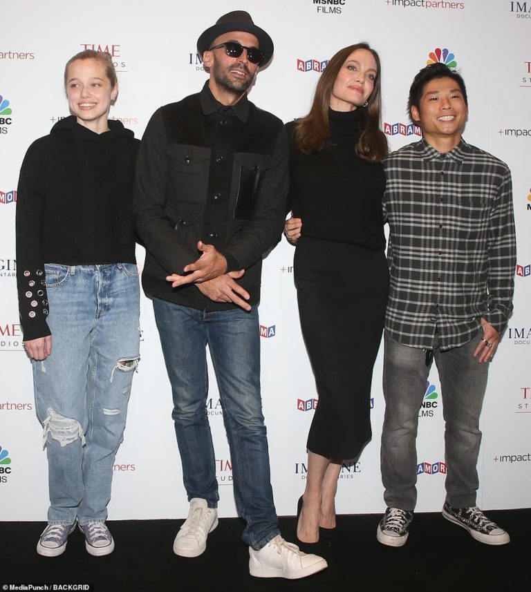 Angelina Jolie joins Shiloh and Pax at the Paper & Glue premiere in Los Angeles
