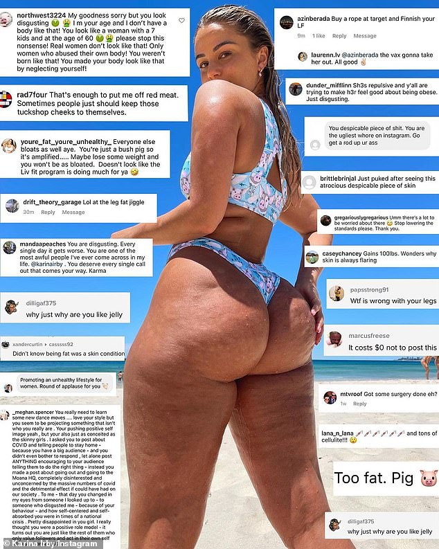 Gold Coast Instagram influencer Karina Irby names and shames trolls who taunt unedited bikini photos