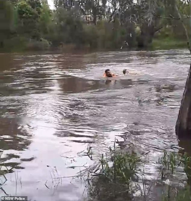 Brave cop saves boys being swept away in flood waters in NSW