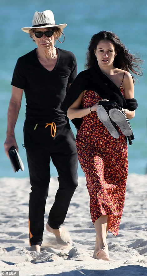 Mick Jagger, 78, and girlfriend Melanie Hamrick, 34, hit the beach in rarely-seen outing together