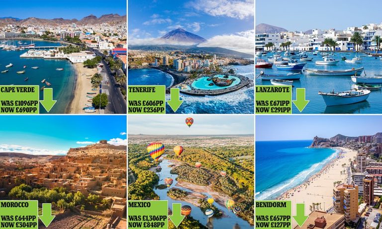 Trips to Spain are slashed by more than £530 – with flights to Tenerife for £10 each way
