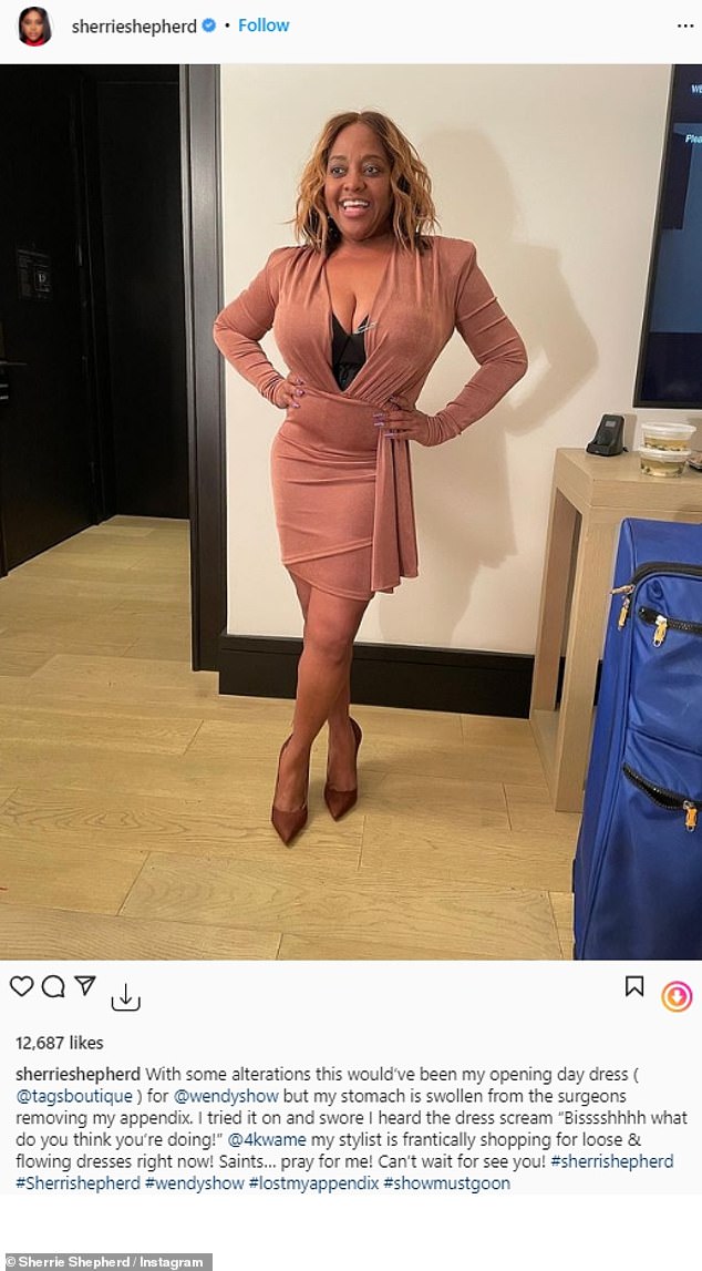 Sherri Shepherd returns to hosting The Wendy Williams Show as she shows off the VERY fitted dress