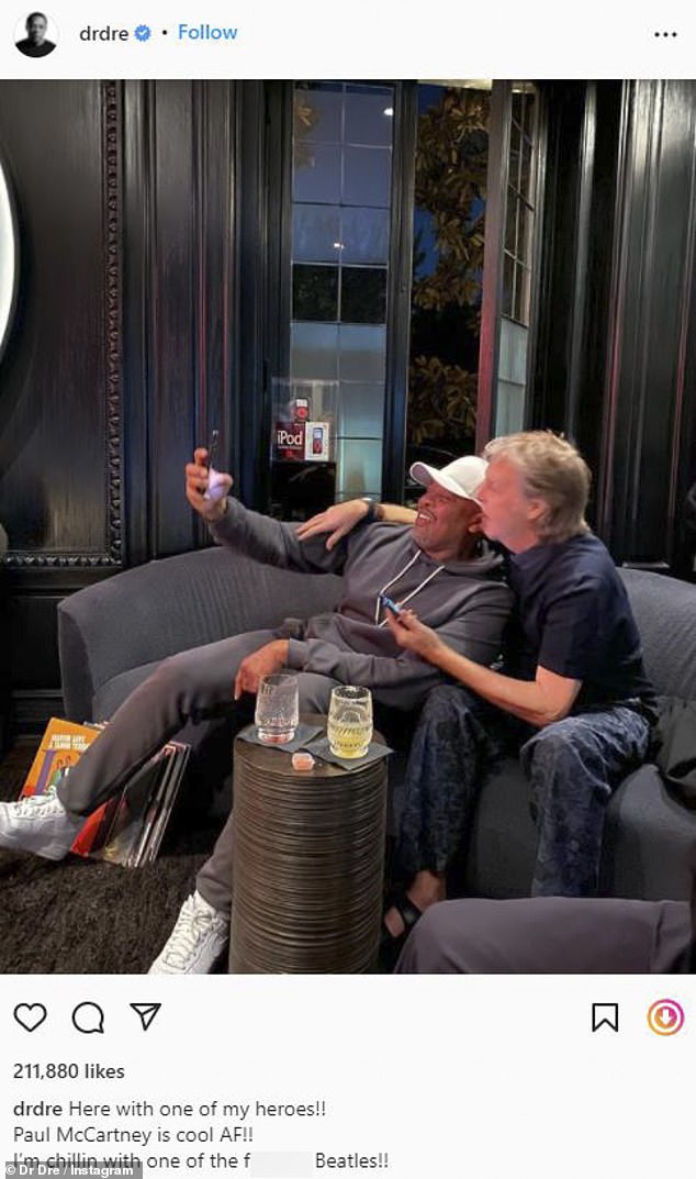 ‘Here with one of my heroes!!’ Dr. Dre shares selfie with Beatles icon Paul McCartney