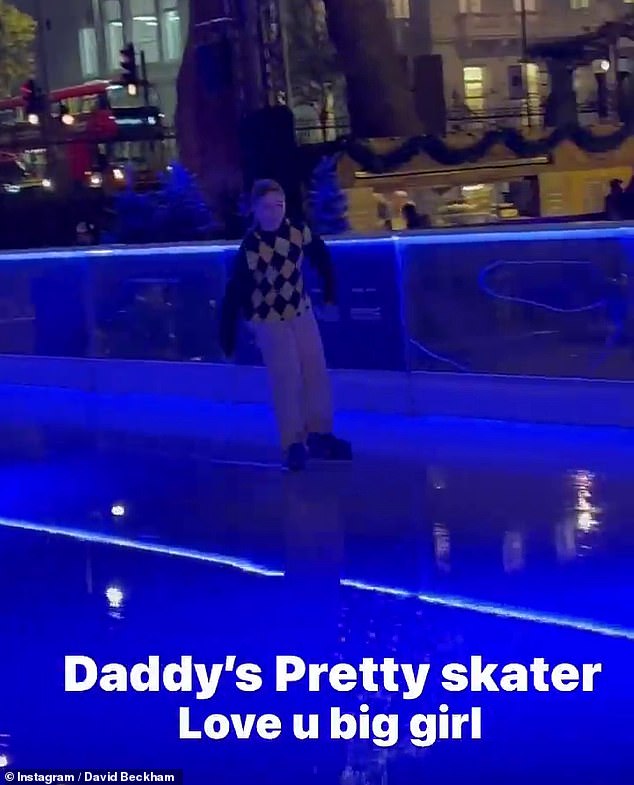David Beckham proudly showcases his daughter Harper's ice skating skills 1