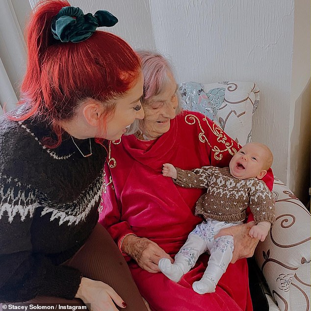 Stacey Solomon shares sweet snaps of baby Rose meeting her great grandmother for the first time  