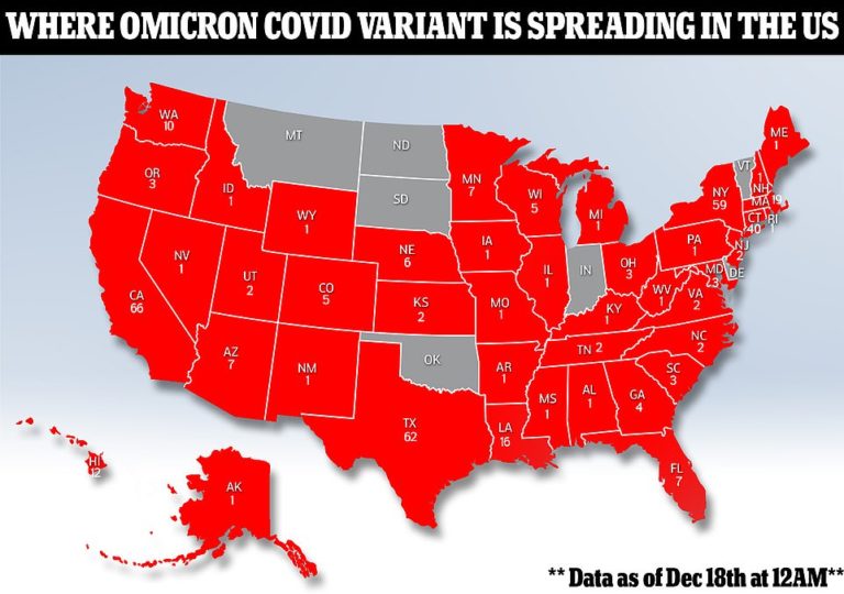 Omicron cases double overnight: Variant is now confirmed in 44 states