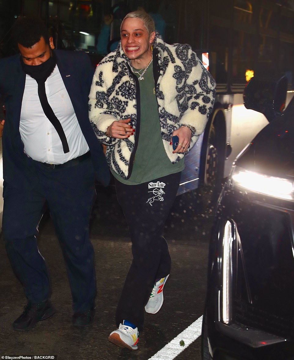 Pete Davidson leaves Kim Kardashian's hotel with a big grin after 'spending the night' 1
