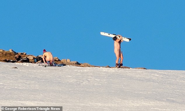Pair of NAKED skiers are spotted on slopes of 4,000ft Scottish mountain on frozen -2C morning  1