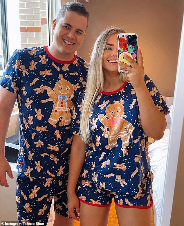 Home and Away’s Johnny Ruffo dons festive-themed pyjamas with girlfriend Tahnee Sims