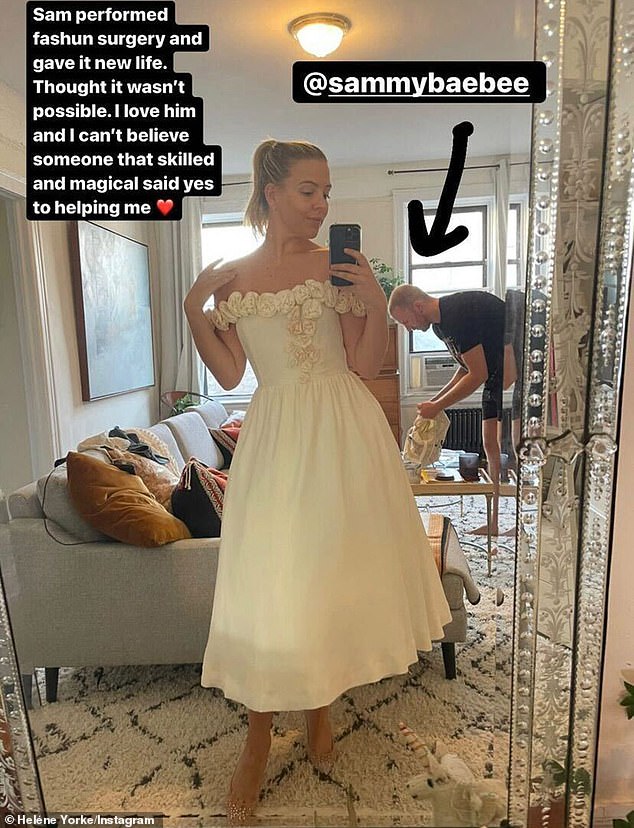 The Other Two actress Helene Yorke gets into her mother’s wedding dress from 1982