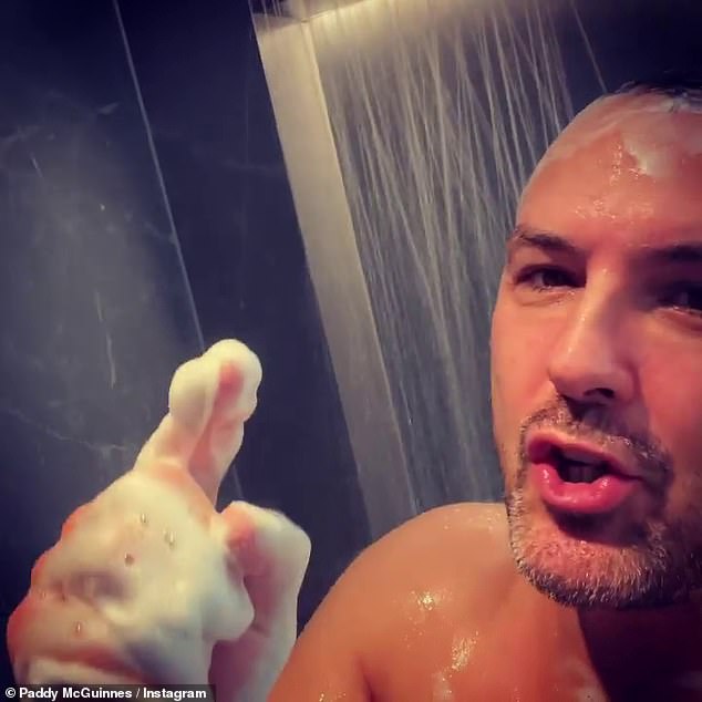 Paddy McGuinness jokes about taking a shower in the 1990s as he shows off Fahrenheit Dior shower gel