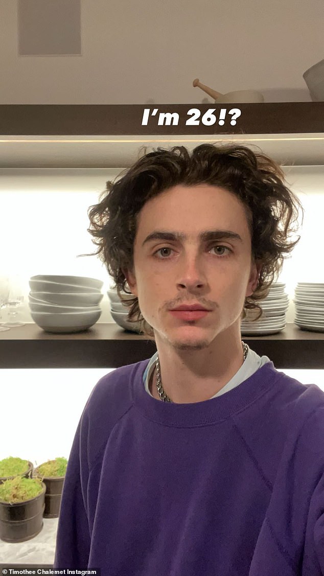 Timothee Chalamet is shocked by his age as he shares a selfie to mark his birthday: ‘I’m 26!?’