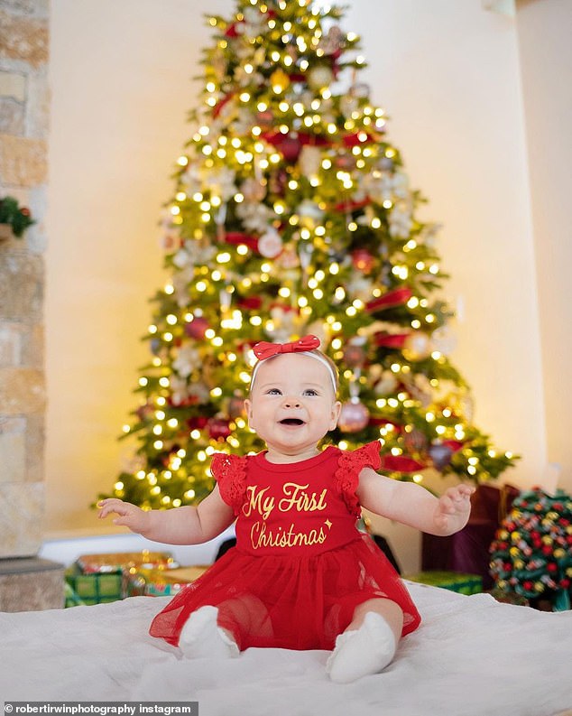 Bindi Irwin’s daughter Grace, nine months, celebrates her first Christmas