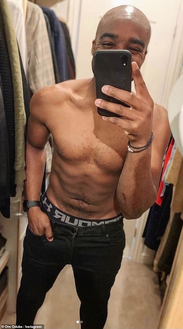 SHIRTLESS Ore Oduba shows off his ripped physique