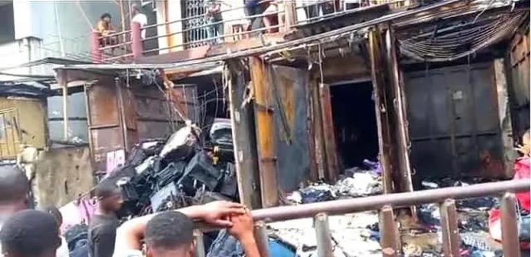 Tears as fire guts Balogun market in Lagos