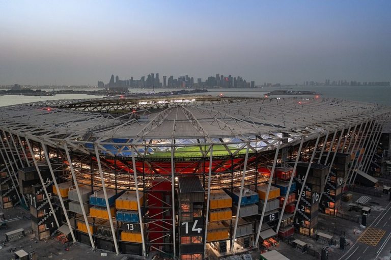 Pictured: The amazing Qatar World Cup 2022 stadium built from hundreds of reused SHIPPING CONTAINERS