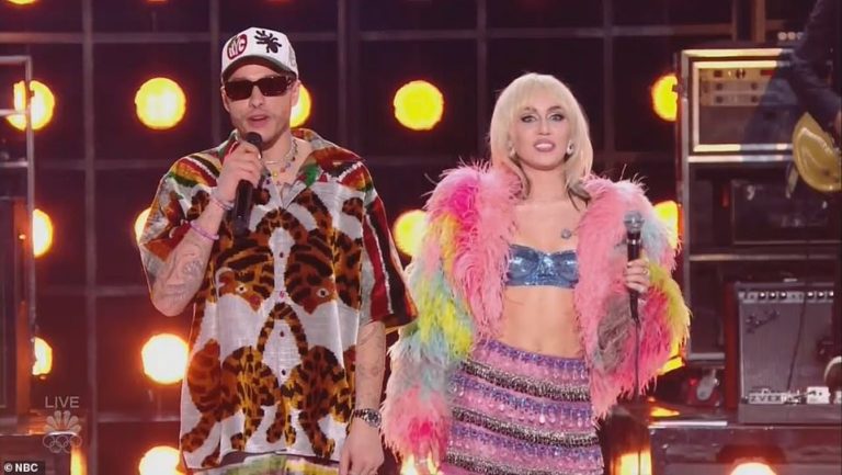 Miley Cyrus and co-host Pete Davidson RAP own rendition of Will Smith’s Miami during NYE special