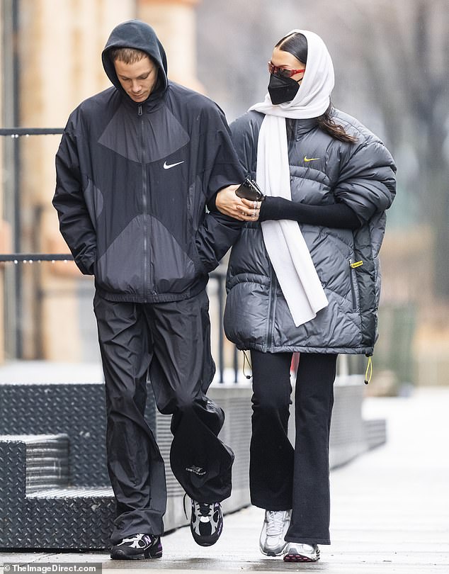 Bella Hadid locks arms with her boyfriend Marc Kalman for a romantic stroll in New York City  1