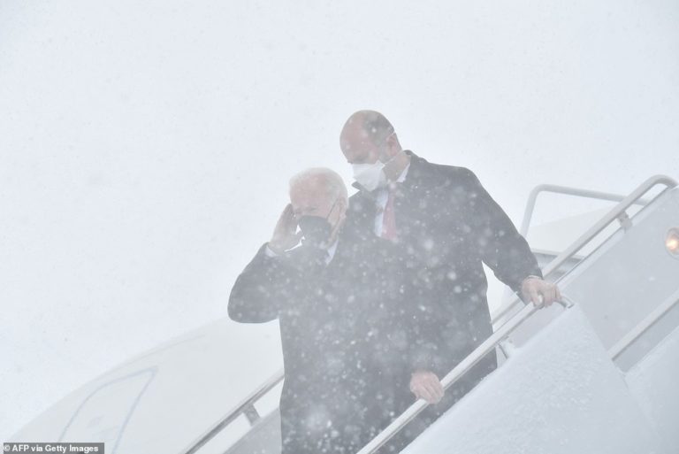 Biden boards Air Force One in the snow as Jen Psaki cancels press briefing