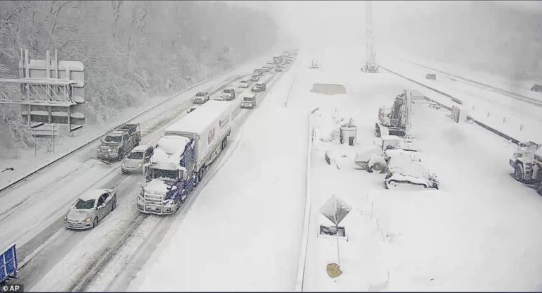 Hundreds of drivers stranded on I-95 in Virginia after the region is pummeled by major snowstorm