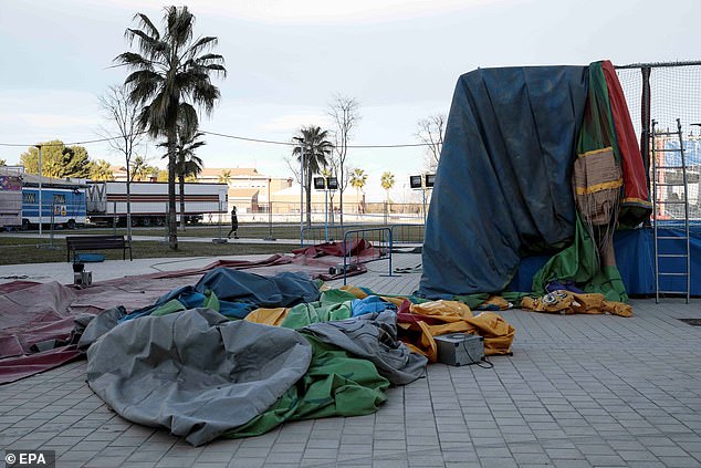 Girl, eight, is killed when strong wind lifts up bouncy castle at Spanish fairground  1