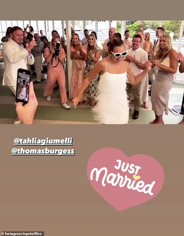 Tom Burgess and Tahlia Giumelli let loose during wedding dance to Kanye West's hit Gold Digger 1