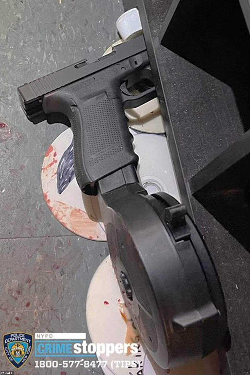 The illegal Glock with a 45 round magazine that was used to kill NYPD officer 1