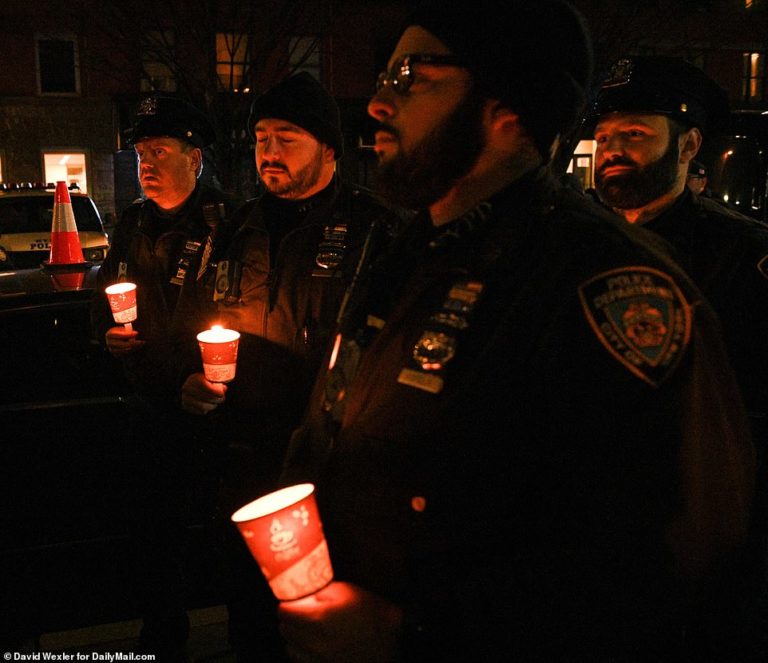 Mayor Eric Adams calls for unity against violence joins hundreds of mourners at vigil for NYPD
