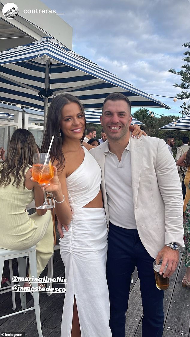 Footy star James Tedesco and his fiancée Maria Glinellis host their engagement party in Sydney