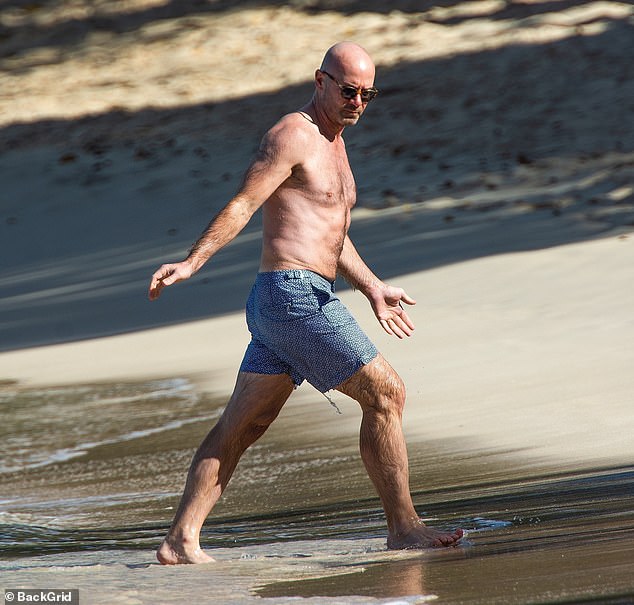 Alan Shearer goes shirtless for day at the beach with his wife Lainya in Barbados  1