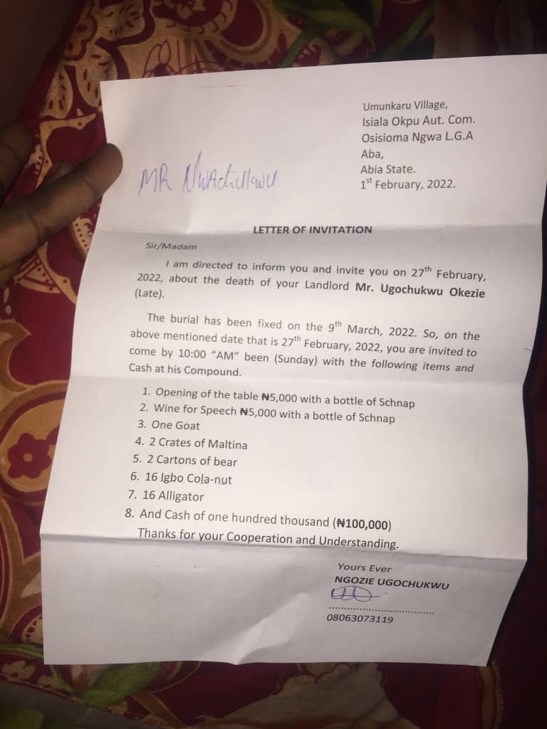 Son of Lagos Landlord demands goat, N100,000, Others From tenant For father's burial 1